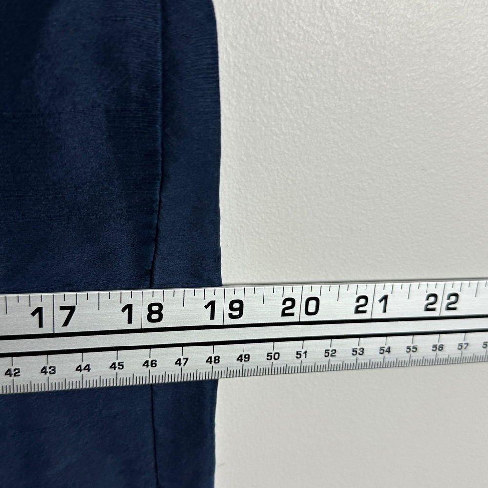 Ralph Lauren 100% Silk Navy Blue Wide Leg Pants Womens Size 12 Back Zip Trousers - Picture 14 of 16